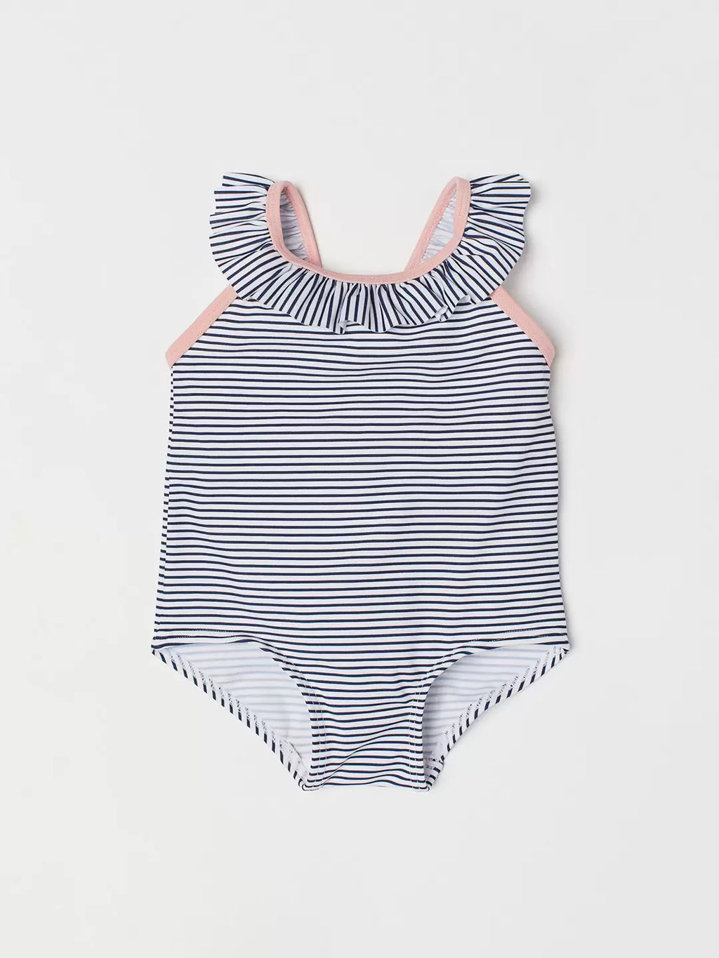 H&M Baby Frill Striped Swimsuit – Navy & White