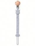 Silicone Pacifier Holder Clip with Wooden Clip – Cute Animal Design