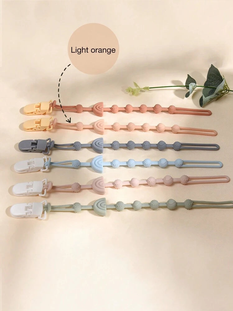 Silicone Pacifier Holder Clip – Minimal Rainbow Design