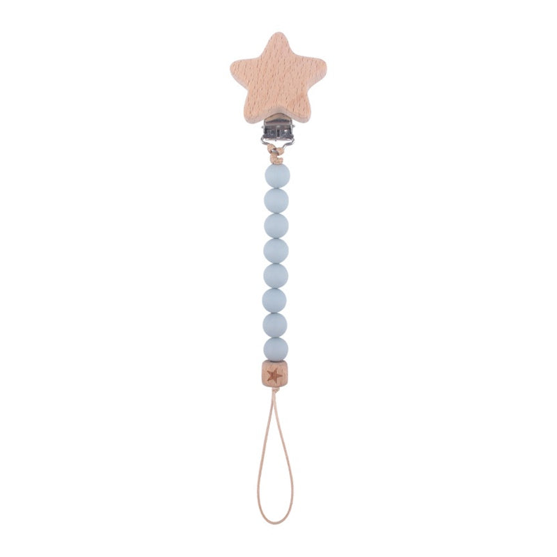 Baby Pacifier Clip – Wooden Star with Silicone Beads