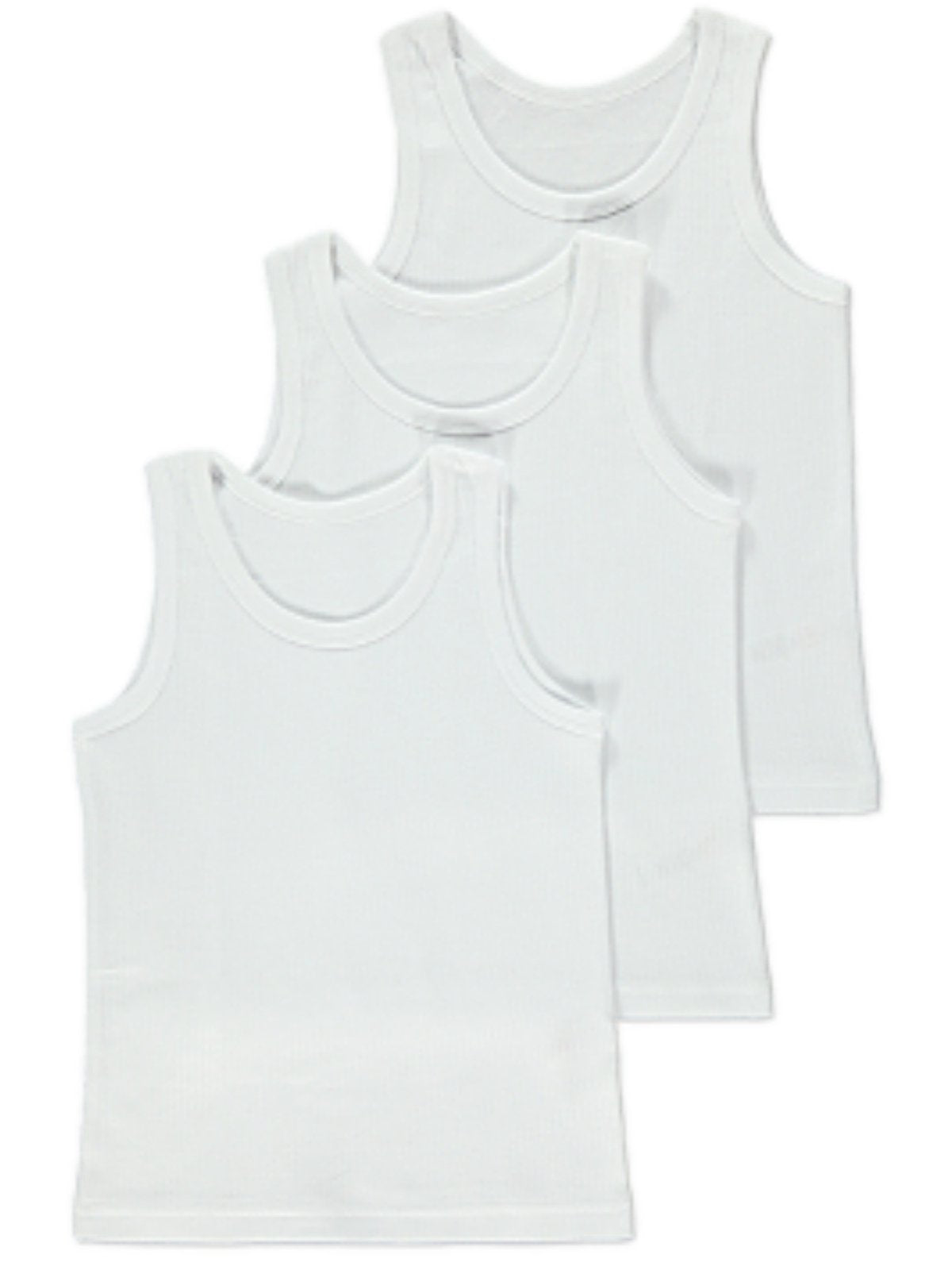 George Boys Ribbed Cotton Vests – 3 Pack – White