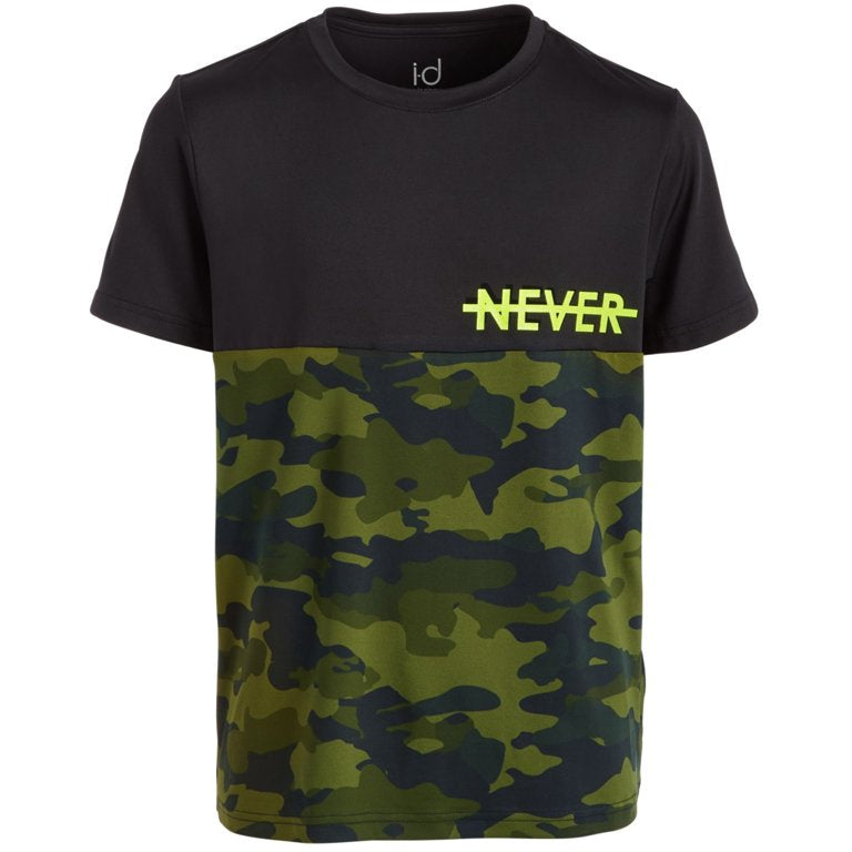 iD Boys Colour Block Camo T-Shirt – Black & Khaki
