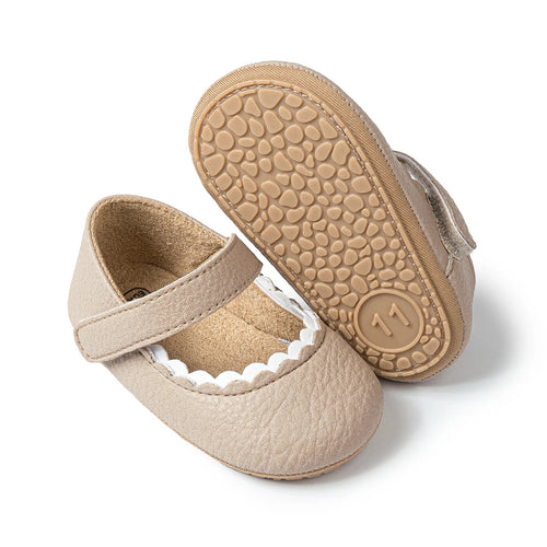 Beige Soft-Sole Baby Mary Jane Shoes