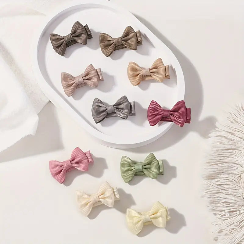 Girls Grosgrain Bow Hair Clips – Pastel Colour Collection