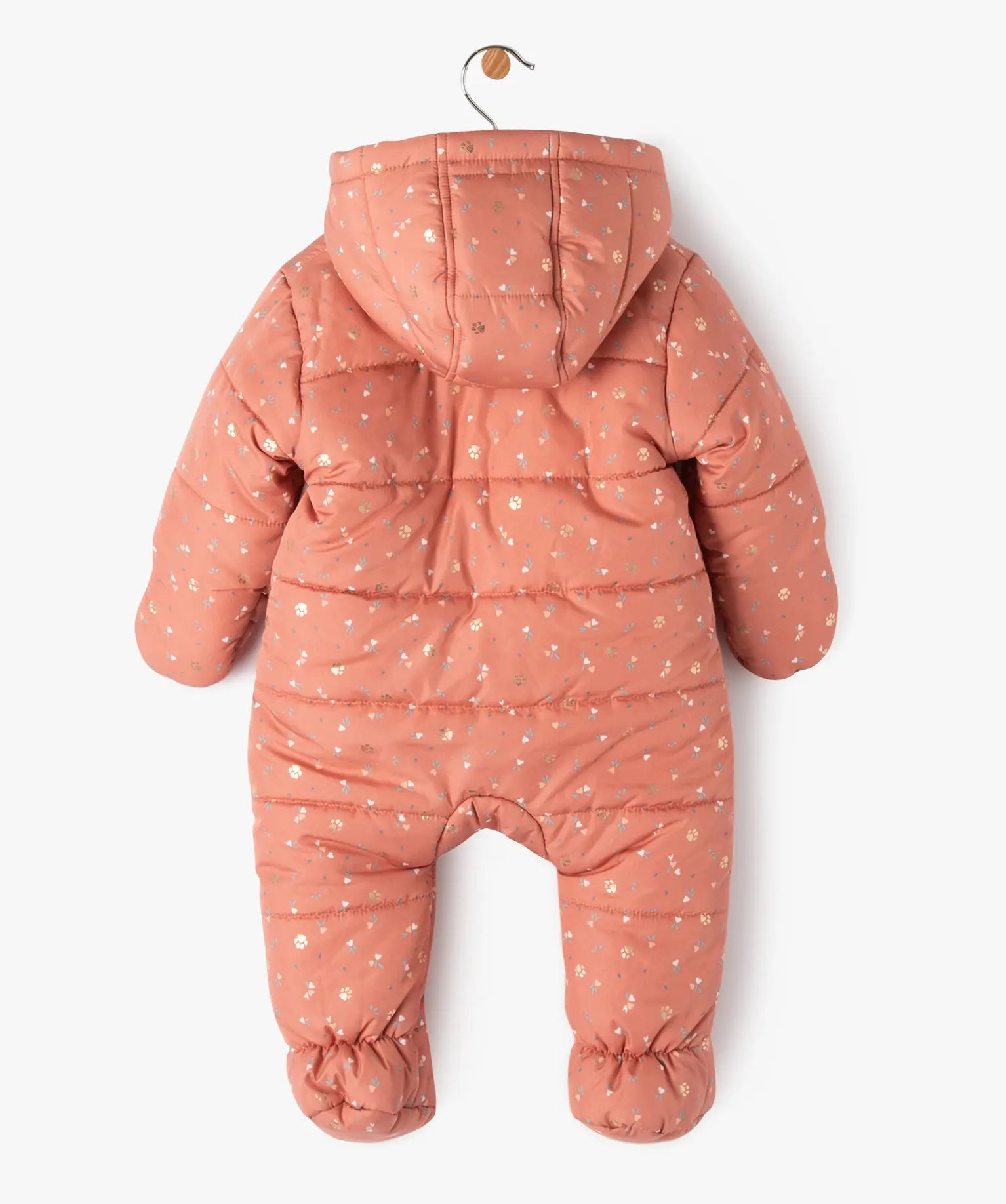 GÉMO Floral Padded Snowsuit with Faux Fur Lining