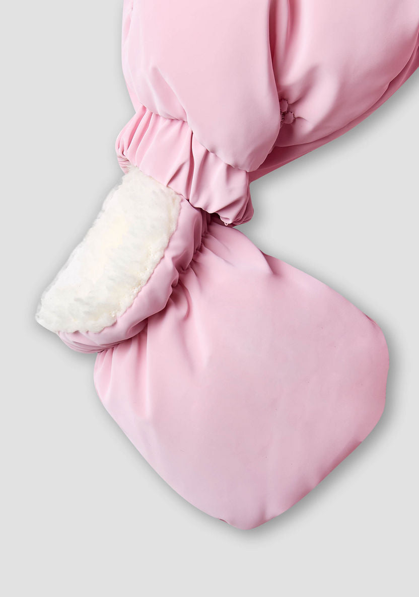 Pink Hooded Quilted Snowsuit with Faux Fur Trim