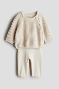 H&M Cream Knit Sweater & Pants Set