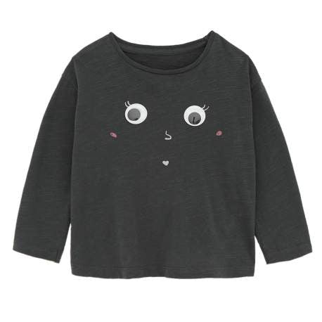 Zara Baby Face Print Long Sleeve Top – Dark Grey