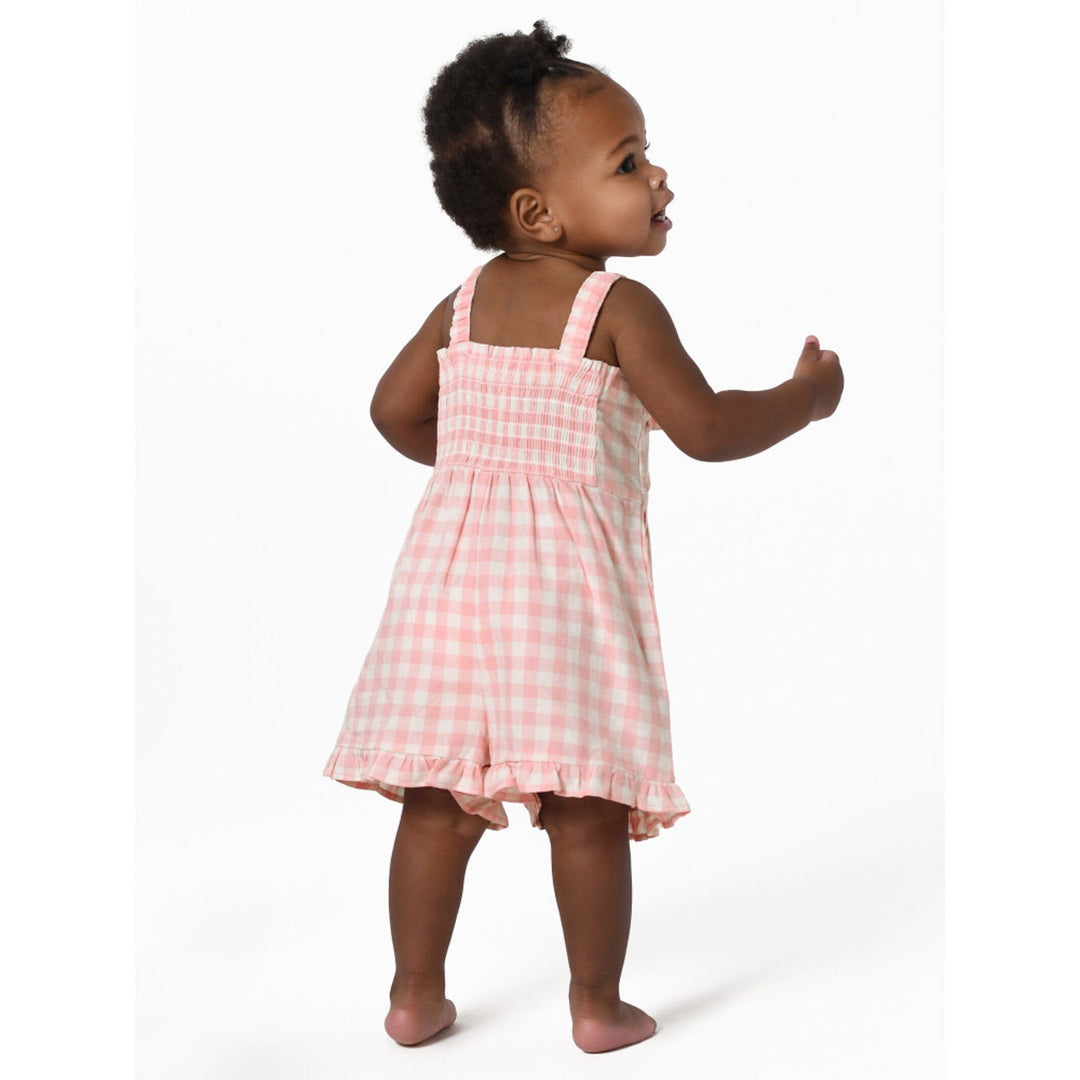 Pink Gingham Linen Romper
