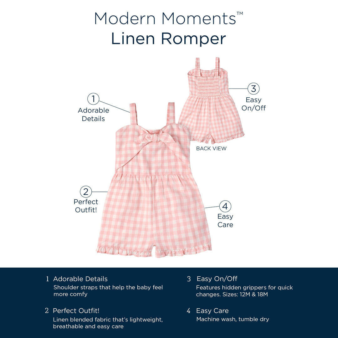 Pink Gingham Linen Romper