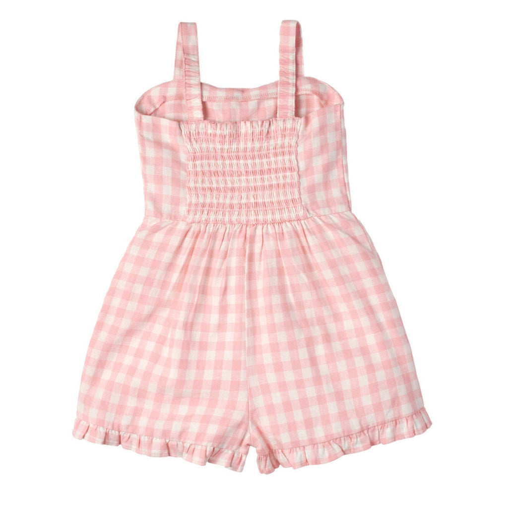 Pink Gingham Linen Romper