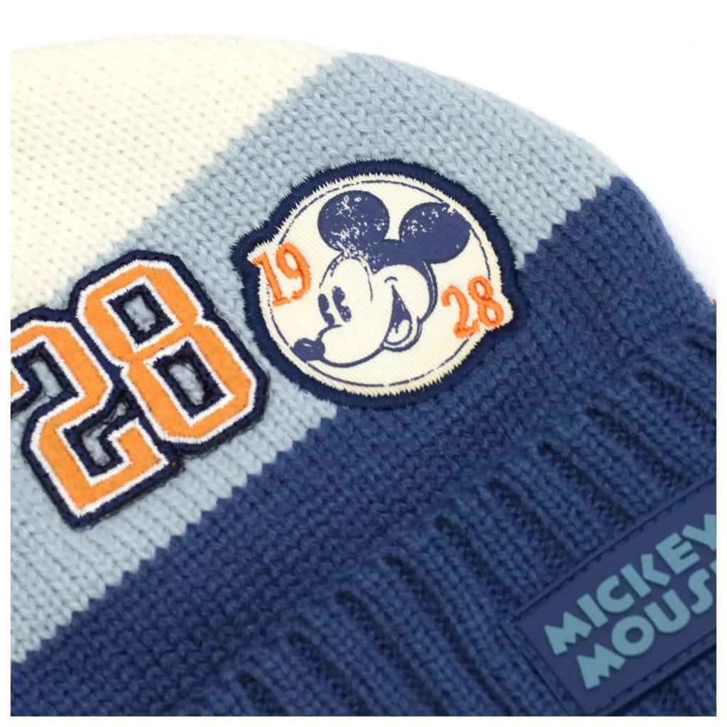 Disney Mickey Mouse Knit Beanie Hat – Blue & Cream