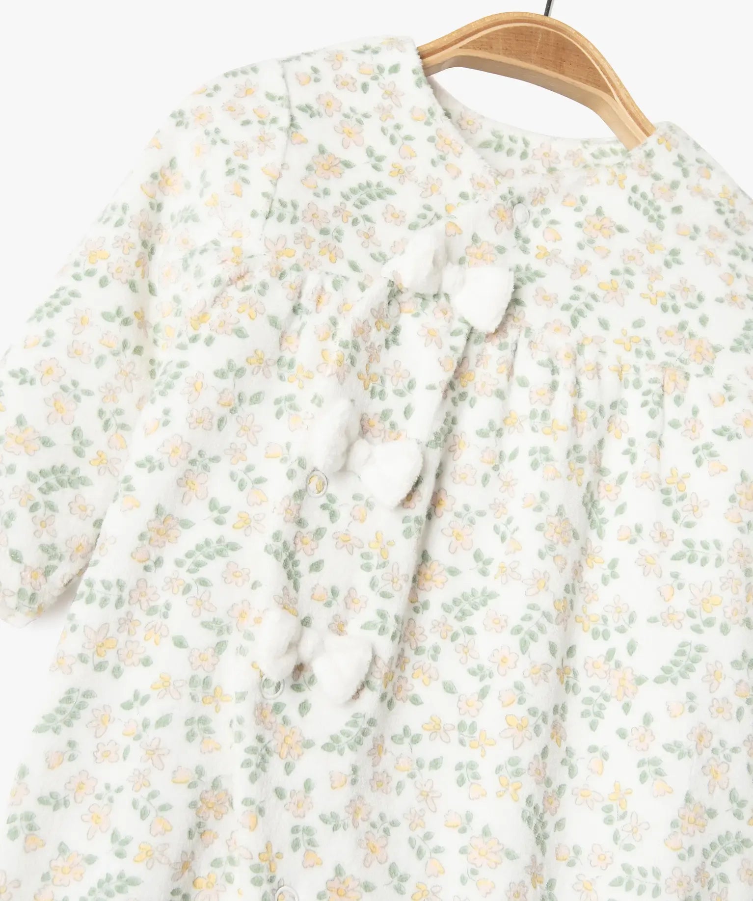 Gémo Baby Floral Footed Sleepsuit with Soft Bow Detail