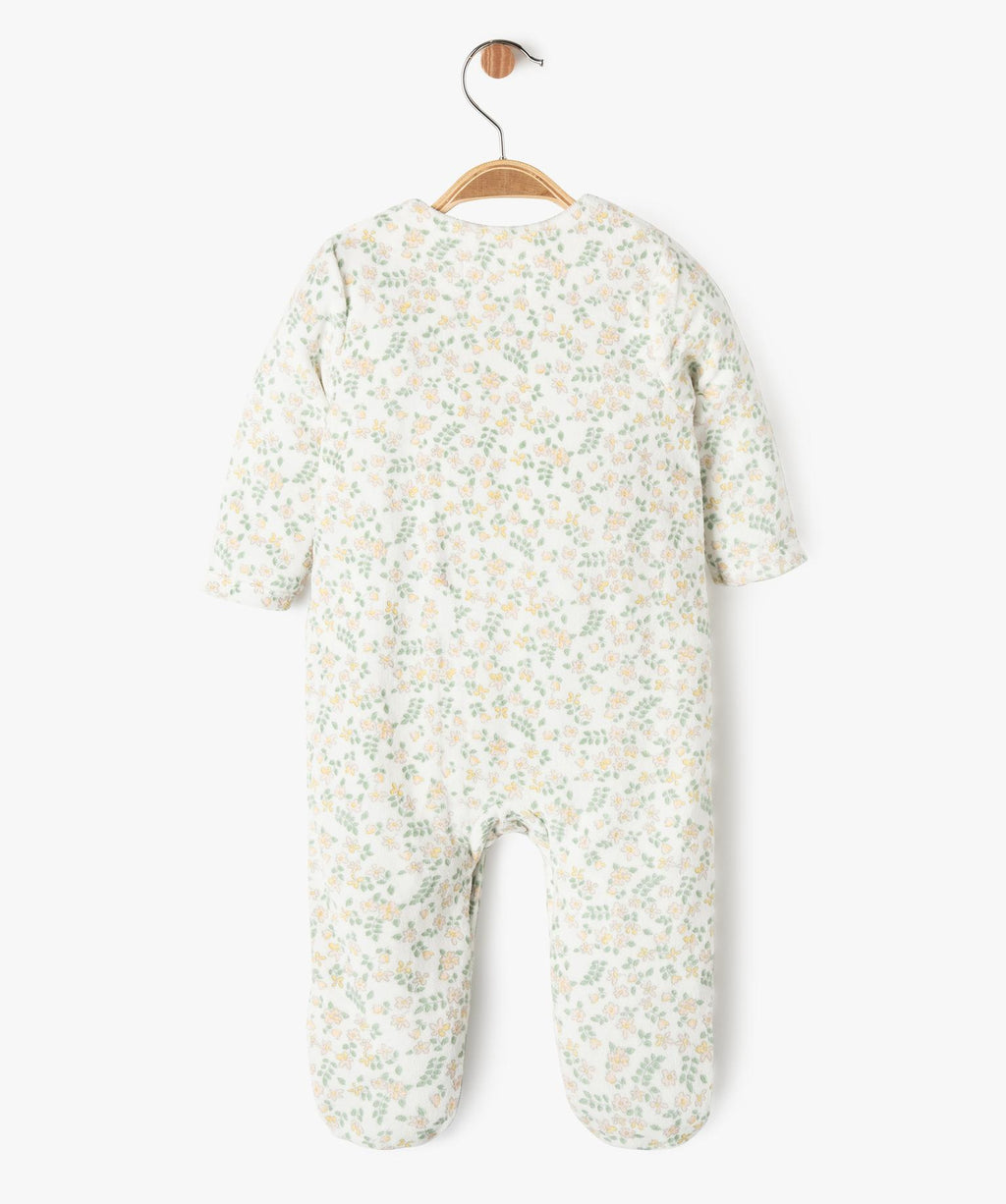 Gémo Baby Floral Footed Sleepsuit with Soft Bow Detail