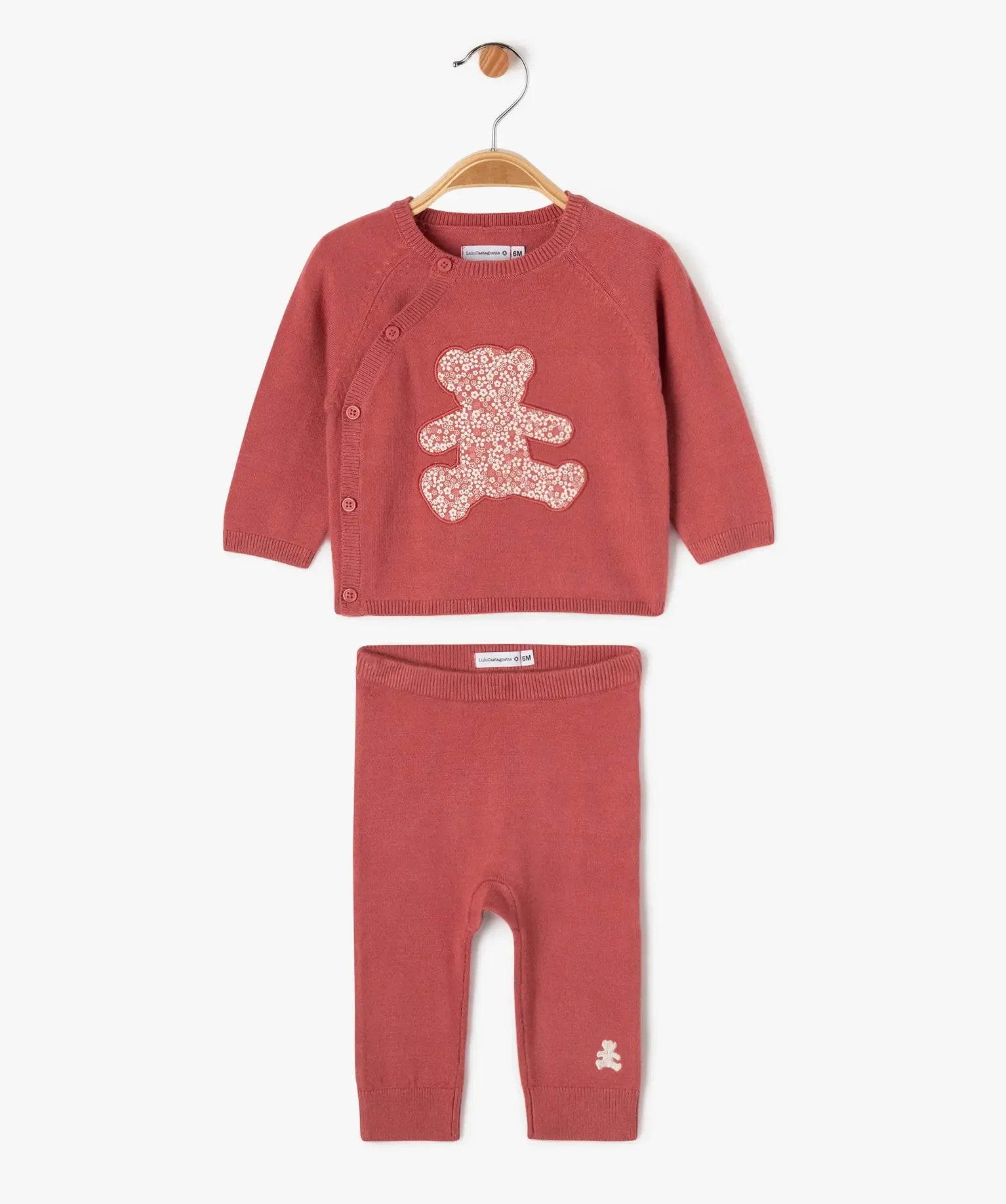 Gémo Baby Knit Teddy Sweater & Leggings Set – Rose