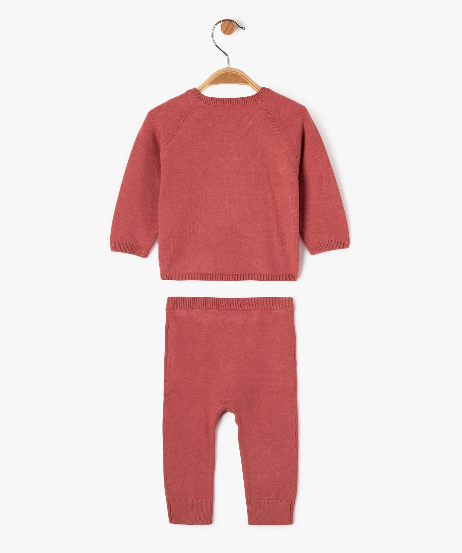 Gémo Baby Knit Teddy Sweater & Leggings Set – Rose