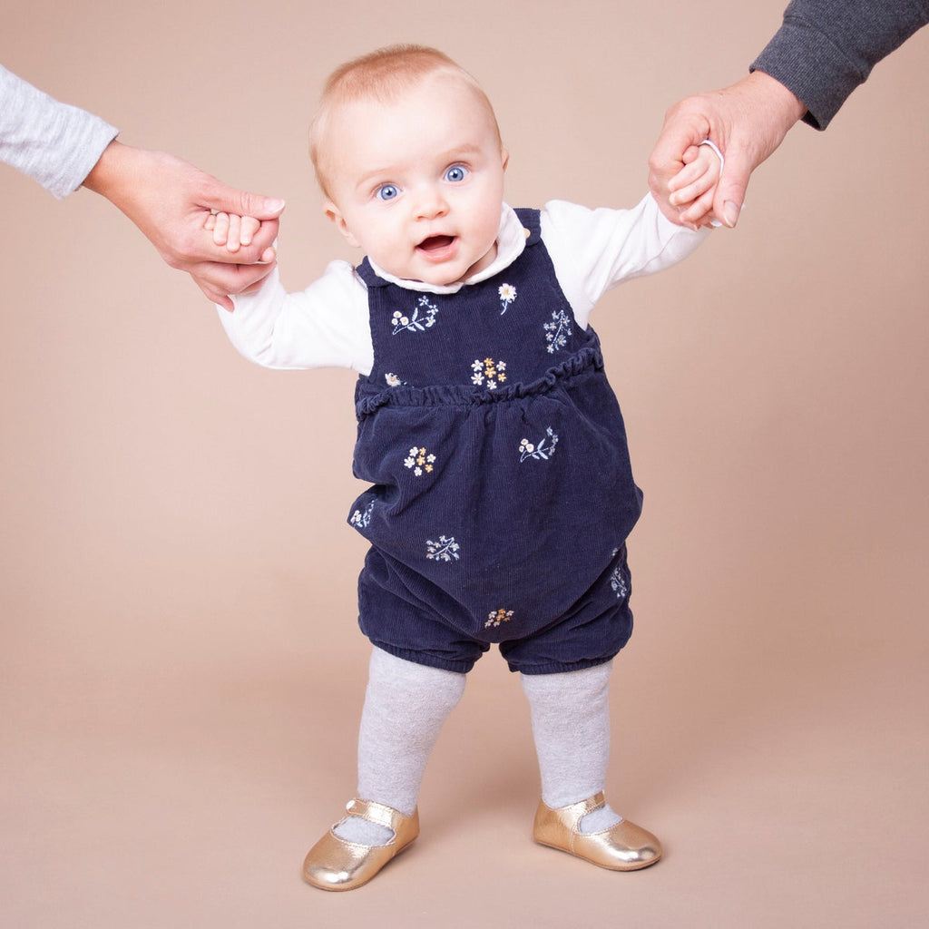 TU Baby Navy Floral Corduroy Romper
