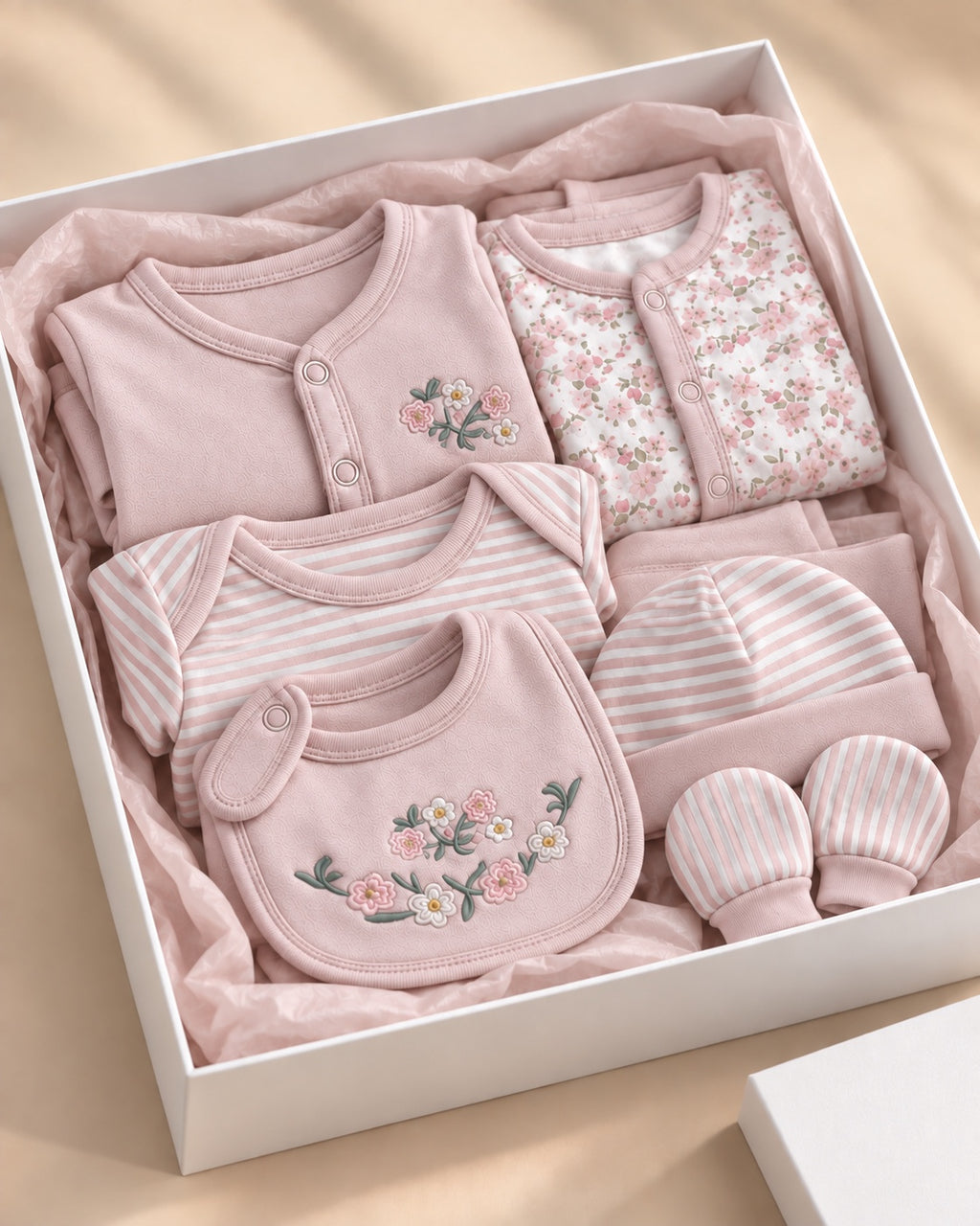Camille Baby Floral set arranged in a gift box