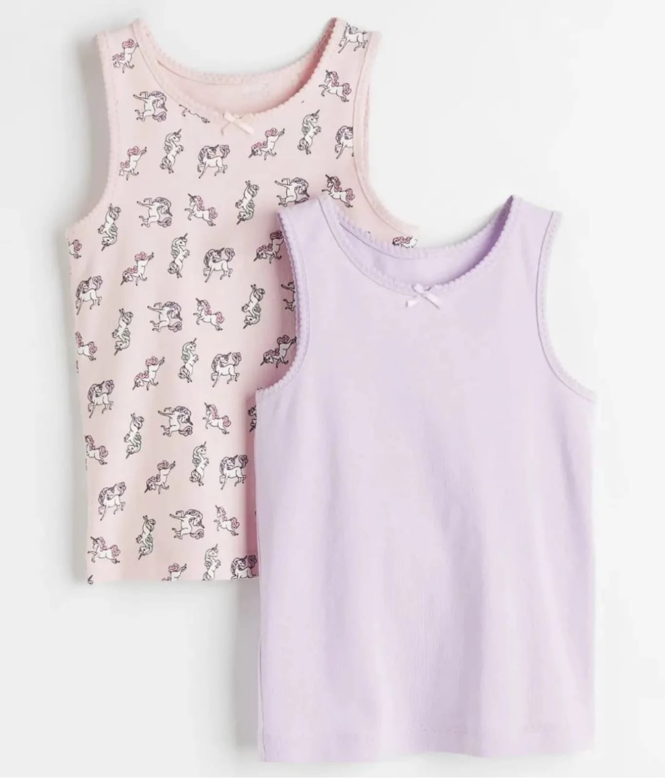 H&M Girls Cotton Vests – 2 Pack – Unicorn Print