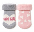 GÉMO mini girl grey and pink heart design socks, size EU 15–17