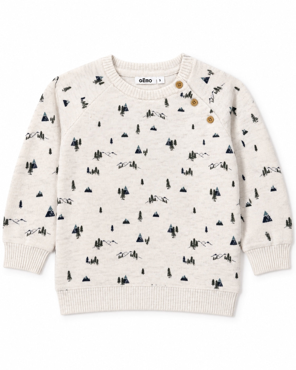 Gémo cream mountain and forest print sweatshirt, age 3 years