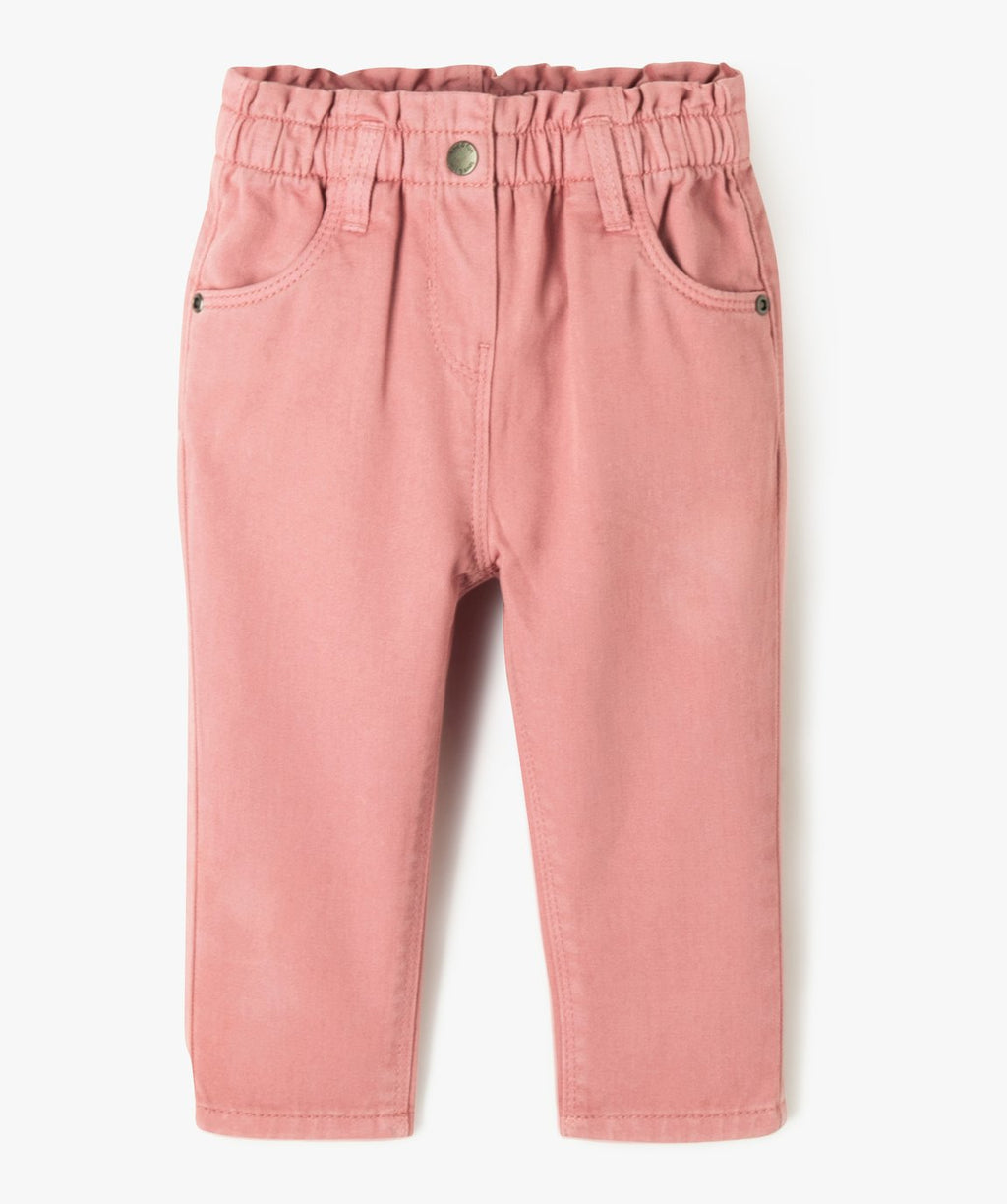 GÉMO girls' dusty pink paperbag-waist trousers front view