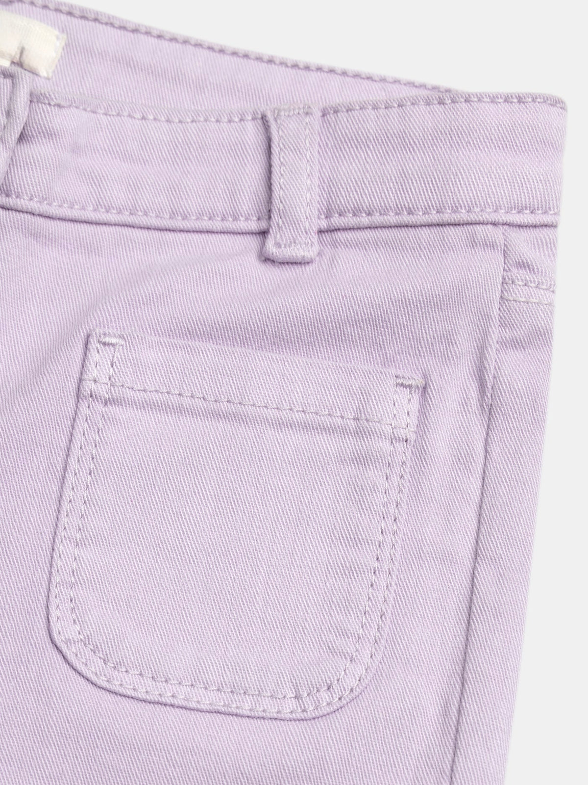 GÉMO lilac denim pocket and stitch close-up