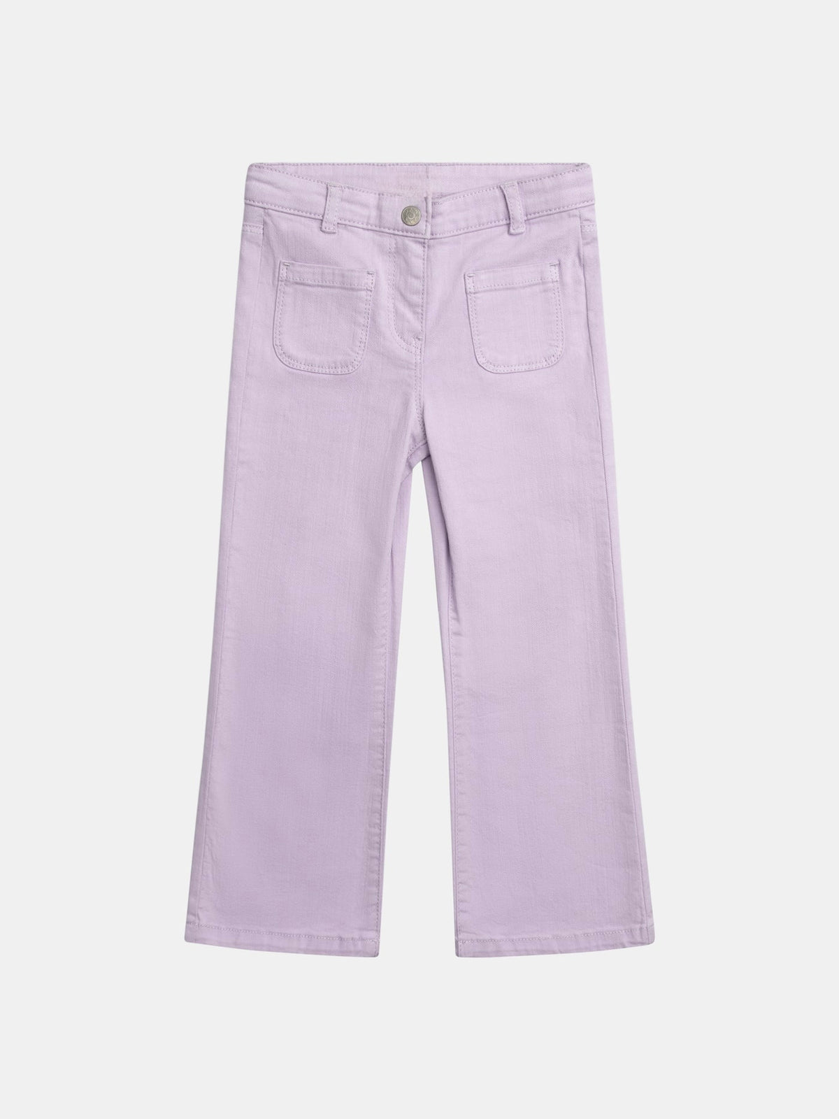 GÉMO girls' pastel lilac wide-leg jeans front with patch pockets