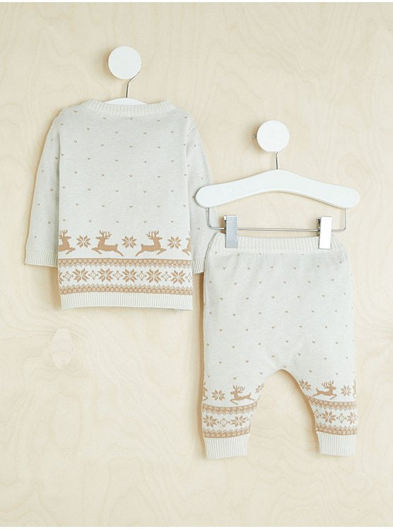 George Baby Cream Reindeer Knitted 2-Piece Christmas Set