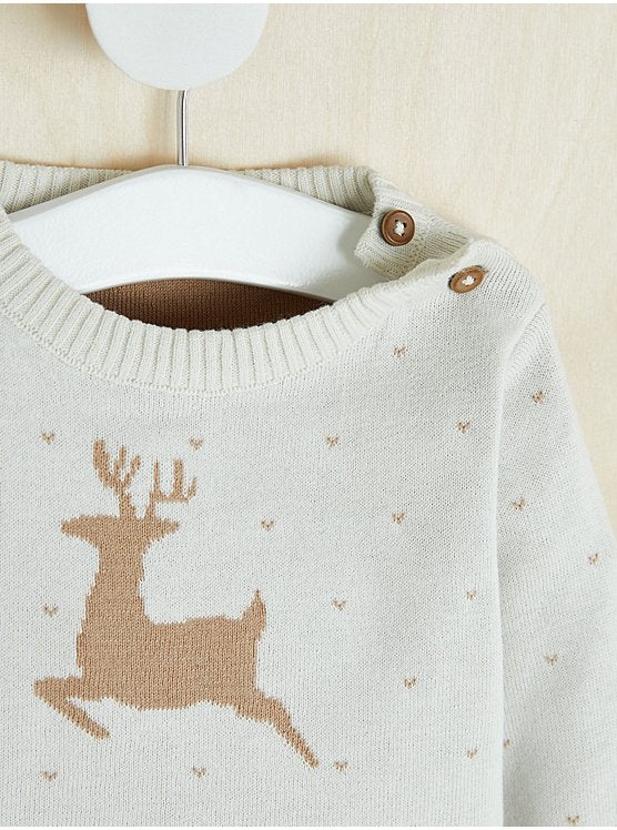 George Baby Cream Reindeer Knitted 2-Piece Christmas Set