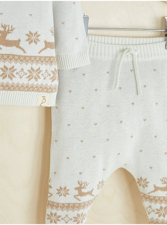 George Baby Cream Reindeer Knitted 2-Piece Christmas Set