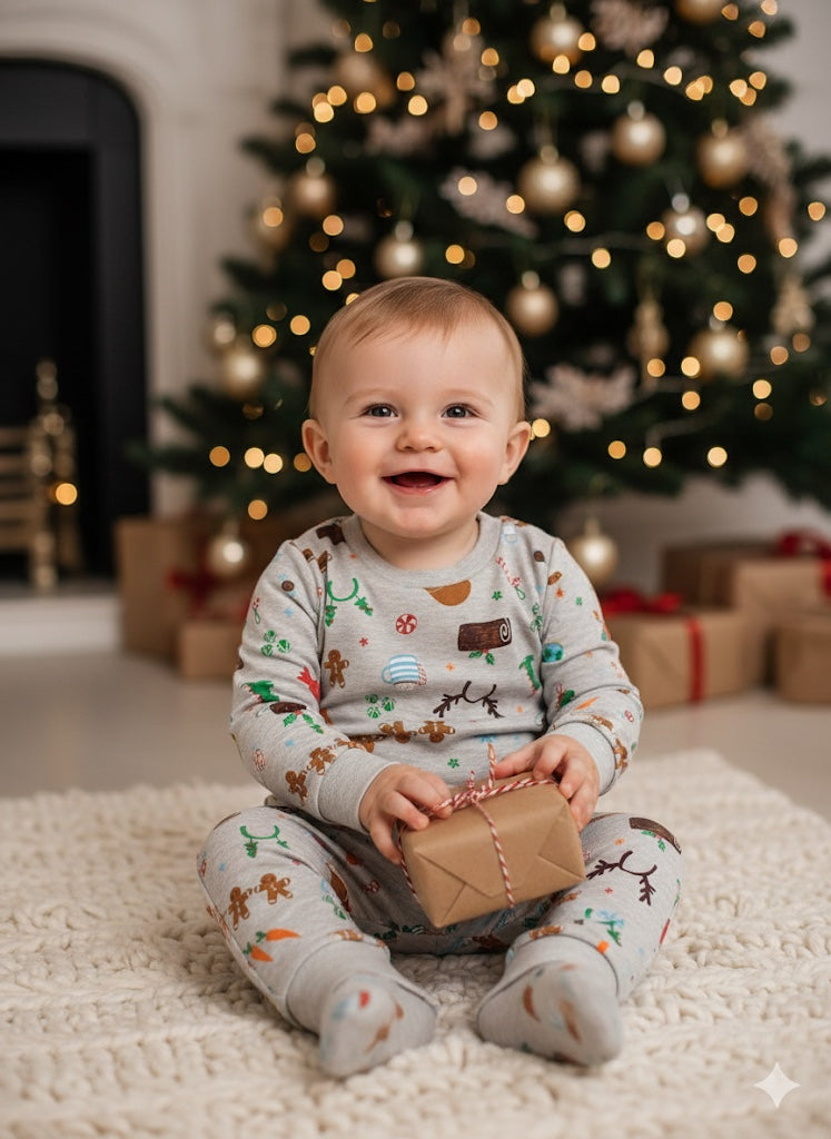 George Baby Grey Christmas Print 2-Piece Pyjama Set