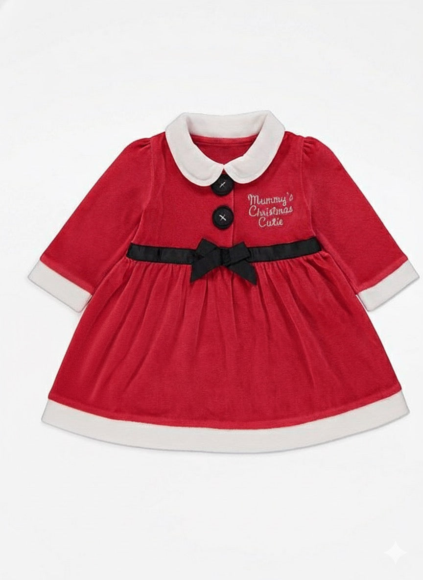 George Baby Girls’ Red Christmas Dress – Mummy’s Christmas Cutie