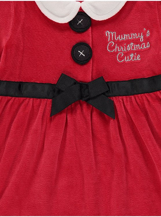 George Baby Girls’ Red Christmas Dress – Mummy’s Christmas Cutie