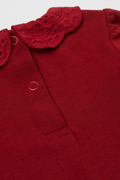 H&M Baby Girls’ Red Broderie Collar Long Sleeve Bodysuit