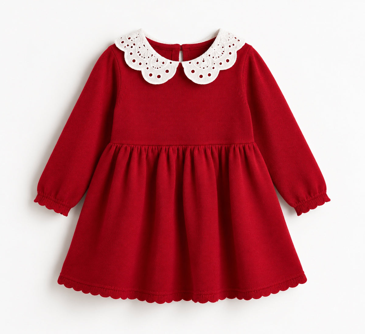 H&M Baby Girls’ Red Dress with White Broderie Collar