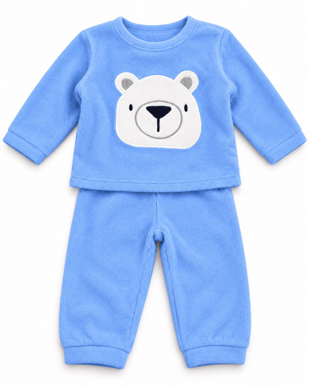 MO Fashion baby boys' blue polar bear fleece set, top and trousers