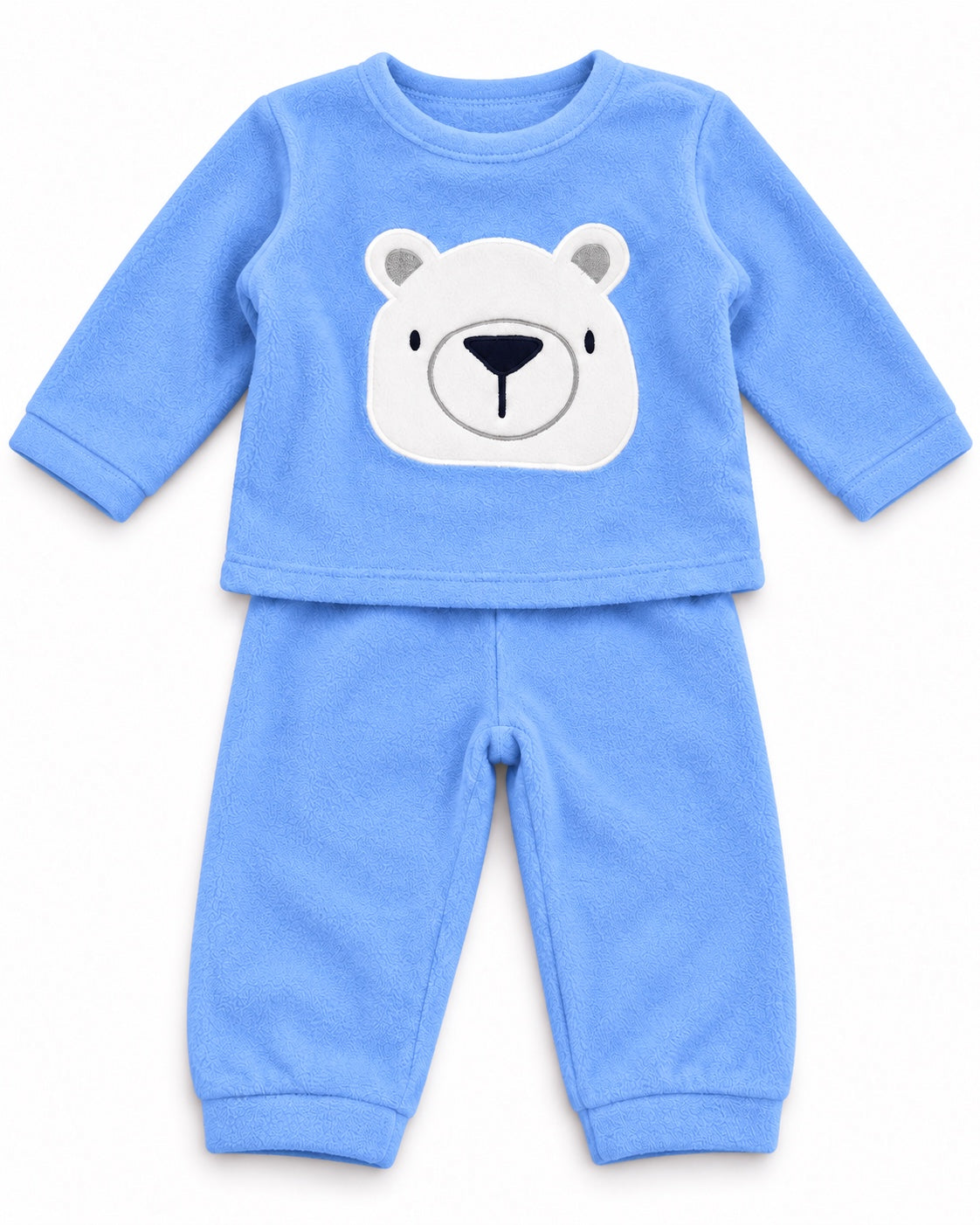 MO Fashion baby boys' blue polar bear fleece set, top and trousers