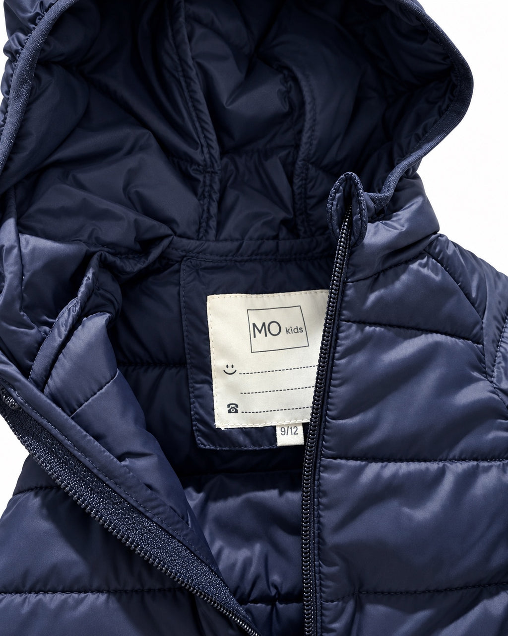 MO Kids Baby Navy Blue Hooded Puffer Jacket