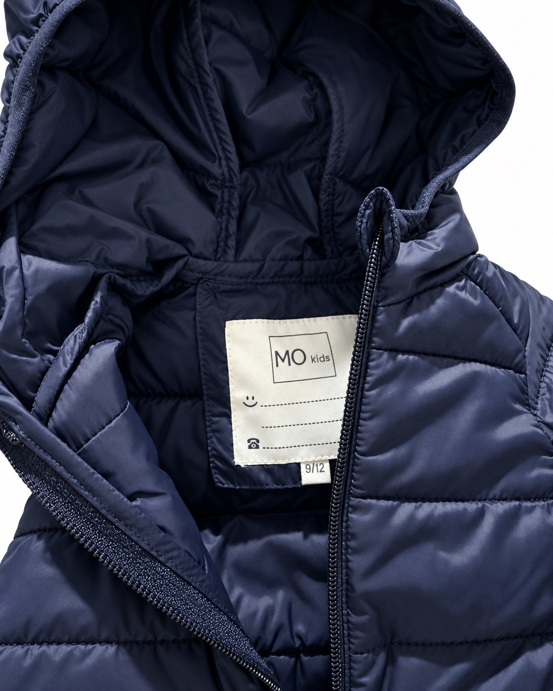 MO Kids Baby Navy Blue Hooded Puffer Jacket
