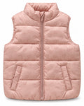 MO Kids pink heart print padded vest front