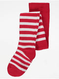 TU red and white striped baby tights
