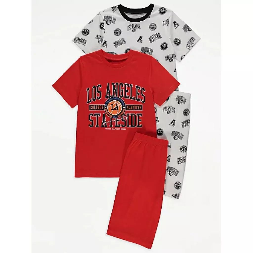 George Kids 4-Piece Pyjama Set – Los Angeles Red & Grey